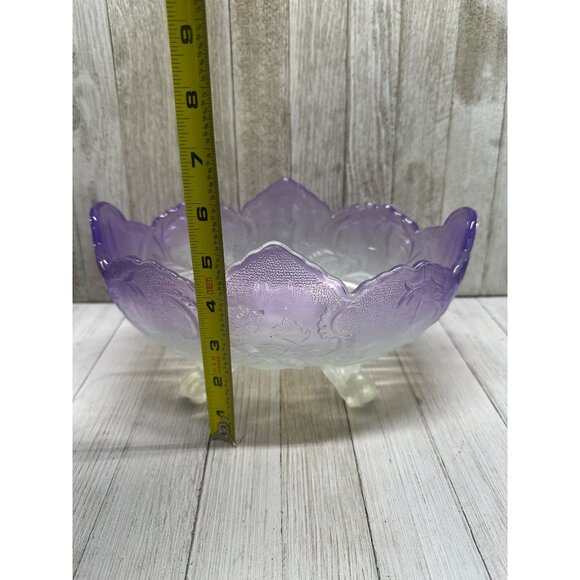 Vtg Jeanette Flashed Purple Ombre Footed Lombardi Fruit Bowl Unique Color 10"x5" - Picture 10 of 13